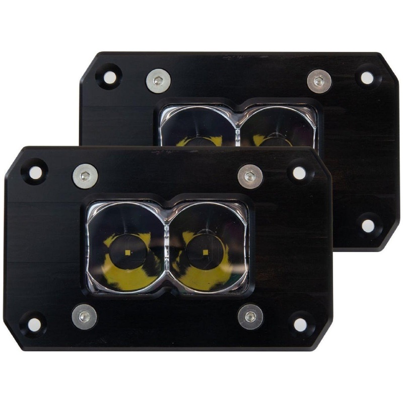 BA-2 Flush Mount LED Light Pods (Pair) Clear Lens Spot Beam Pattern No Wiring Harness