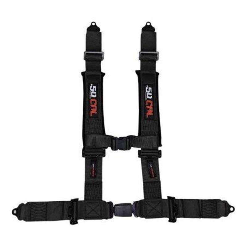 2″ 4-Point Harness Seat Belt with Push Button Release Black No Bypass Override Plug