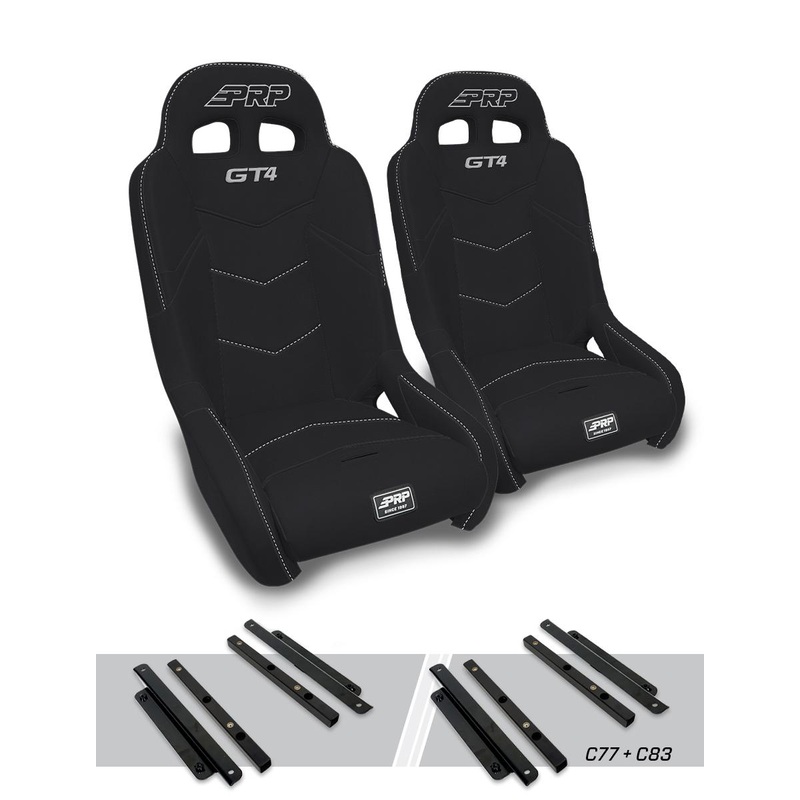 GT4 Suspension Seats Kit for Polaris General, RZR S 900, 900 Trail, Trail, XP 1000, Turbo, Turbo S, RS1 (Pair) All Black