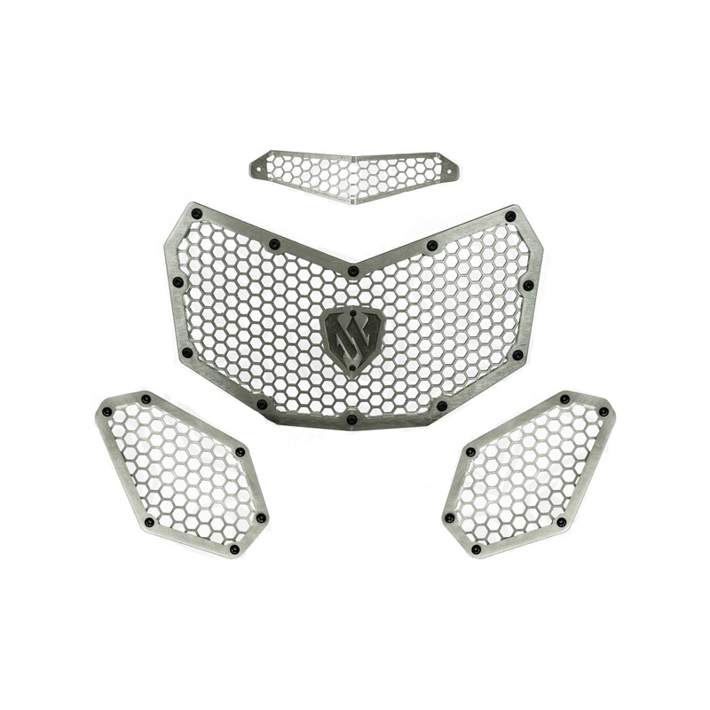 Can Am X3 Front Grille Set Raw Trim & Logo / Raw Mesh
