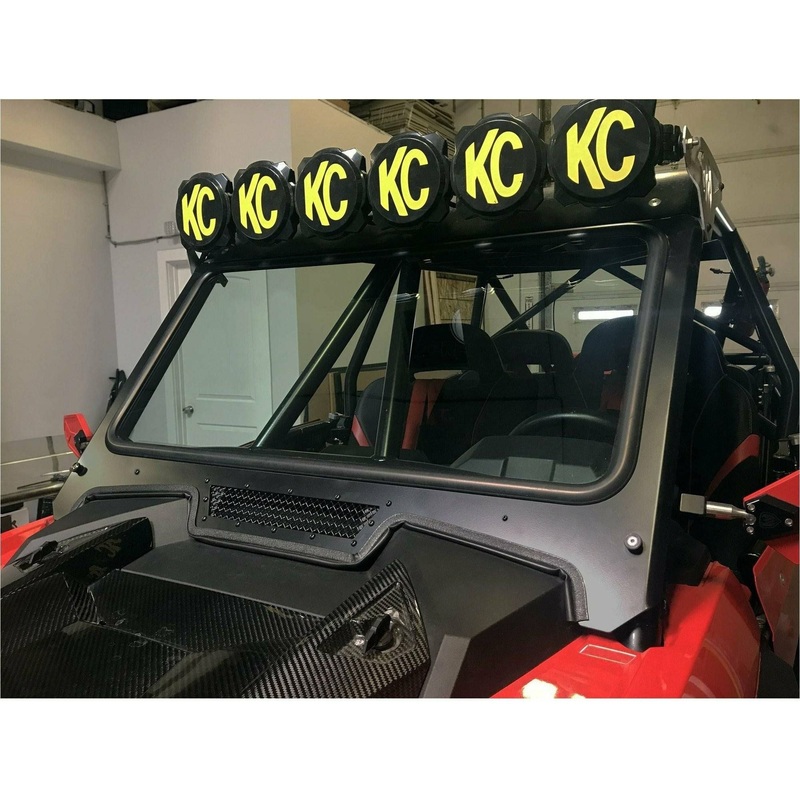 Polaris RZR (2019+) Glass Windshield for CageWRX Baja Spec Cage Black Frame Chrome Stainless Mesh/Stainless Screws