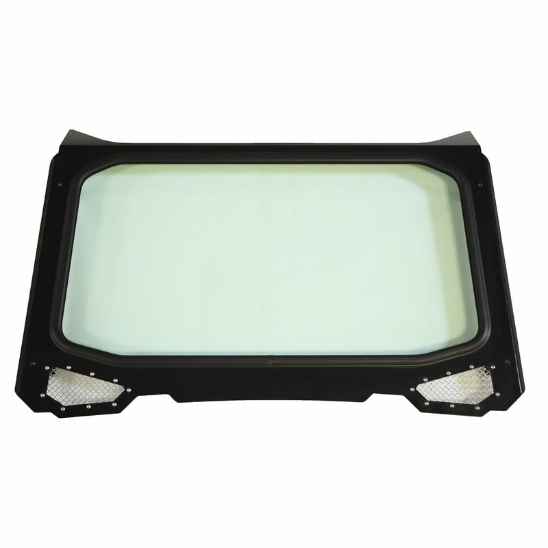 Polaris RZR Glass Windshield for CageWRX Race Cage Black Frame Chrome Stainless Mesh/Screws