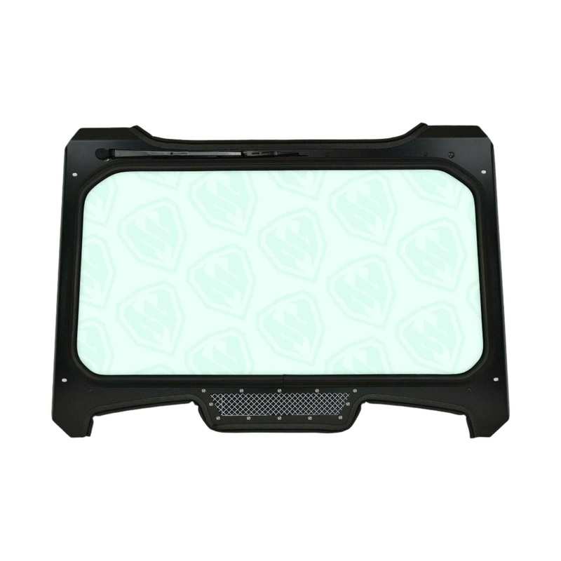 Polaris RZR Turbo S Glass Windshield Black Frame Chrome Stainless Mesh / Stainless Screws