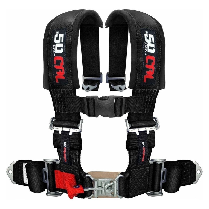 2″ 4-Point Harness Seat Belt Black No Bypass Override Plug