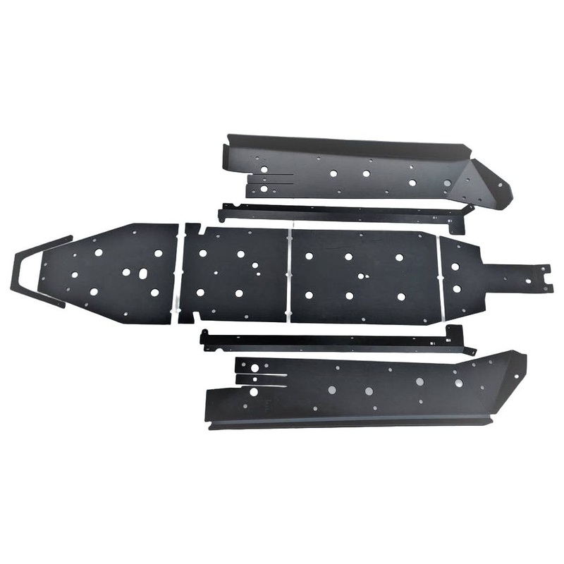 Polaris RZR Turbo R 4 Full Skid Plate with Sliders Standard Sliders Black