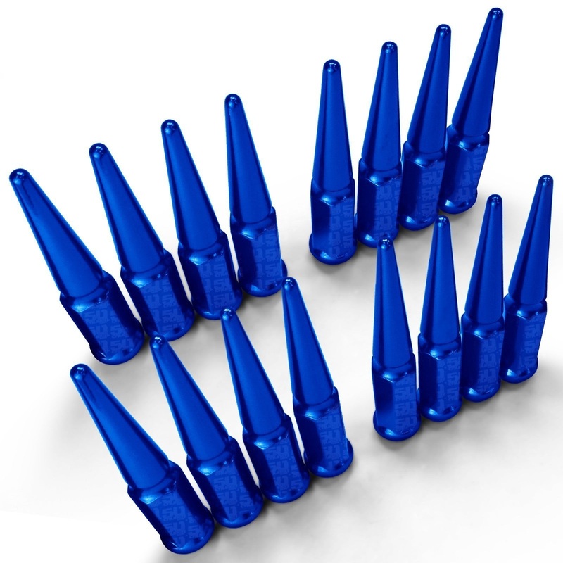 12×1.5mm Extended Spike Lug Nuts – 60 Degree Taper Seat Blue 16 Lug Nuts