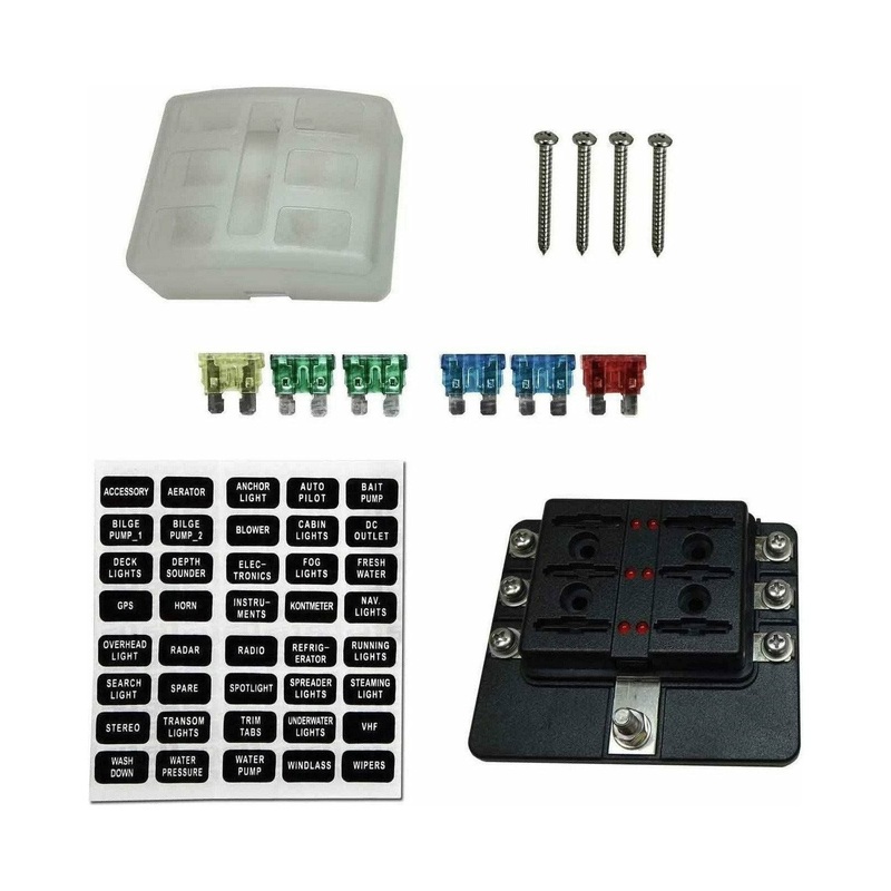 6 Way 12V Circuit Screw Fuse Block