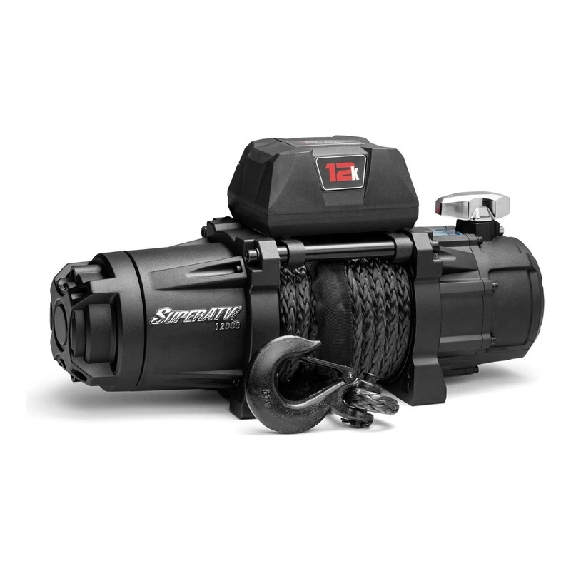 12,000 LB. Winch with Wireless Remote & Synthetic Rope No 2″ Receiver Winch Mount Plate