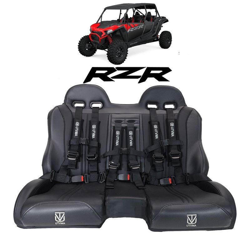2024+ RZR 1000 Front/Rear Bench Seat W Harnesses 2 and 4 Seater Black Black (Auto Buckle)