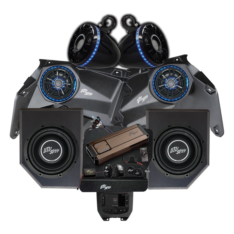 Can Am X3 Elite Series Stage 6 Stereo Kit 1.75″ Cage Wet Sounds MC-20 Front Subwoofers