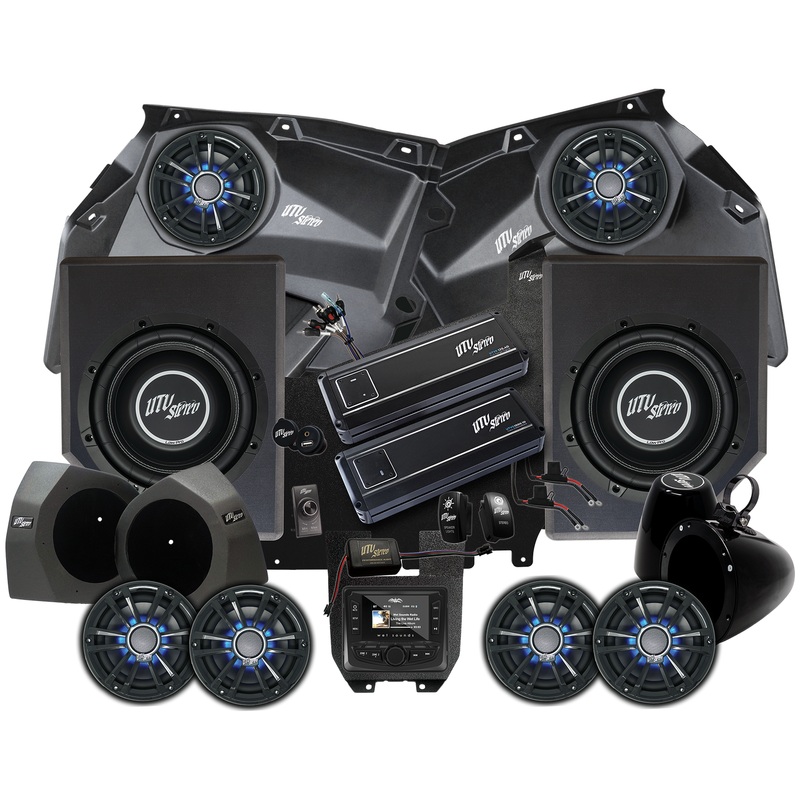 Can Am X3 Signature Series Stage 7 Stereo Kit 1.75″ Cage Wet Sounds MC-2 Front Subwoofers