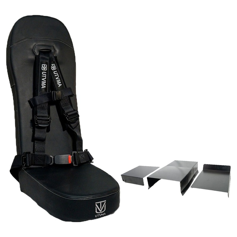 Polaris General 4 Rear Bump Seat with Console Delete Kit Black Auto Buckle Harness