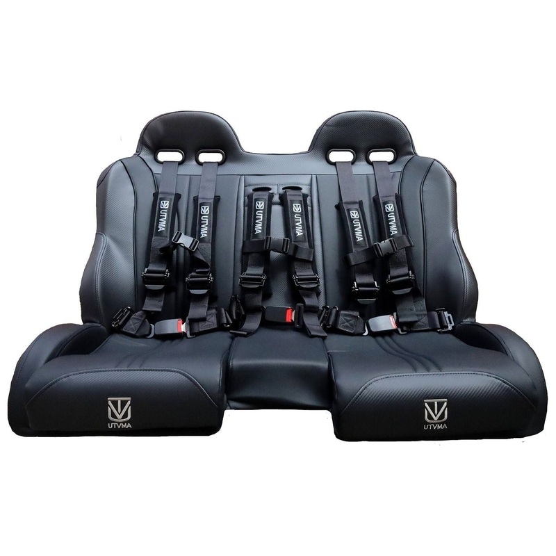 Polaris RZR XP Front / Rear Bench Seat with Harnesses All Black Black (Auto Buckle)