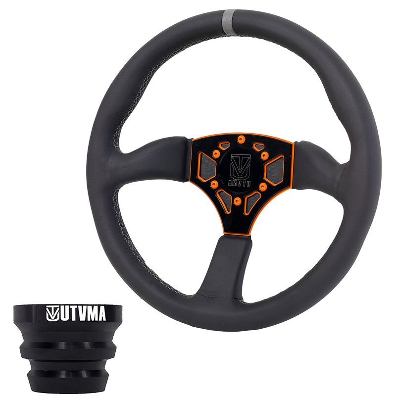 UTVMA Octane Leather Steering Wheel With Hub (Polaris, Can Am Models) Neon Lime All Polaris RZR Models / Pro / Turbo R / 1000 / 900 / 570 / General / Xpedition / Ranger