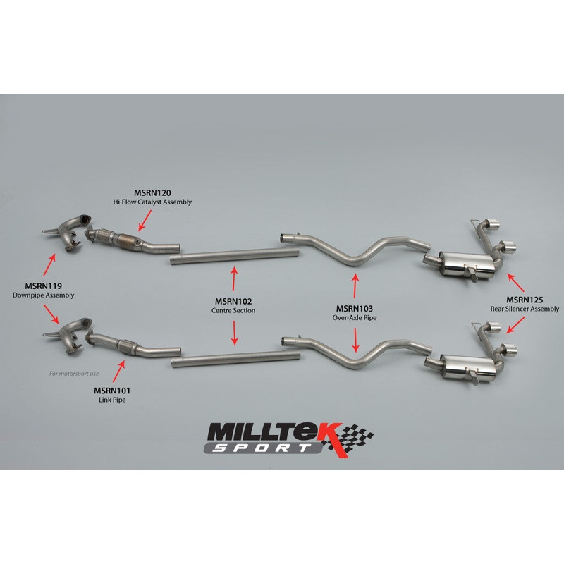 Milltek Exhaust Renault Mgane Renaultsport 225 2.0T Cat-back with Dual GT80 LITE tailpipe (SSXRN401)