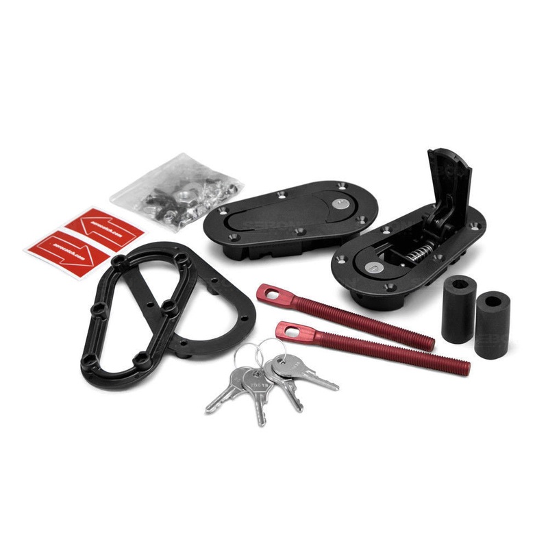 Black Plus Flush Locking Quick Release Bonnet/Boot Pin Catches