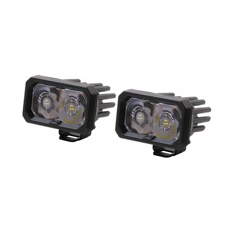 Stage Series 2″ White Sport Standard LED Pods (Pair) Spot Cool White Backlight No Wiring Harness