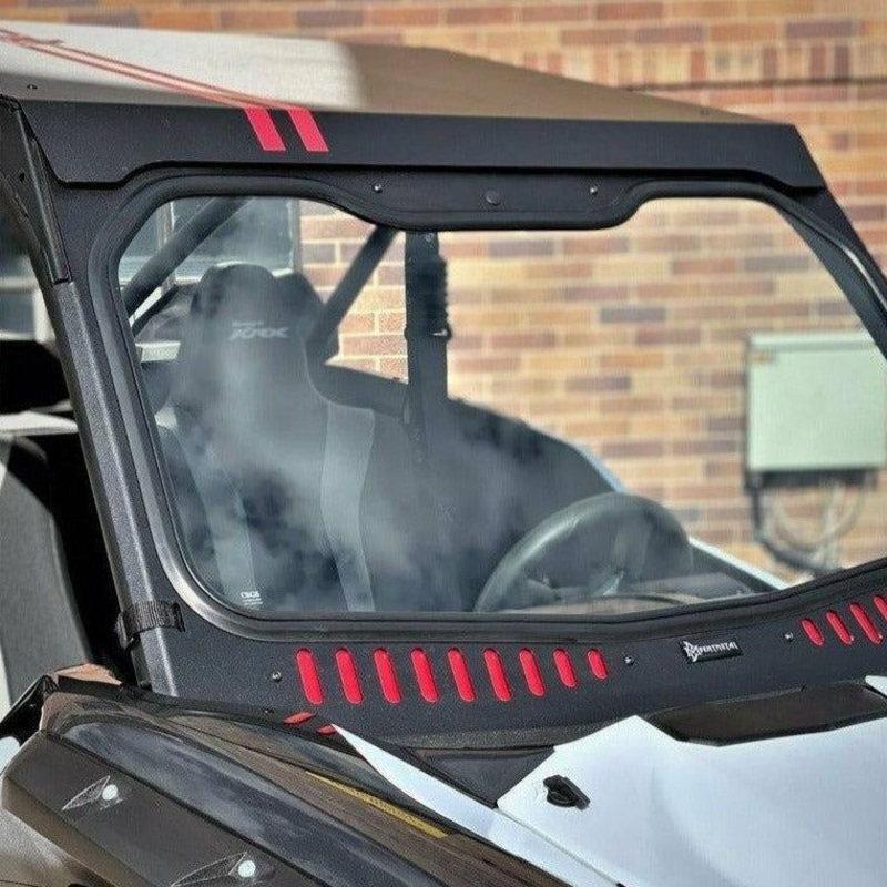 Kawasaki KRX Vented Glass Windshield Black Frame Black Vents