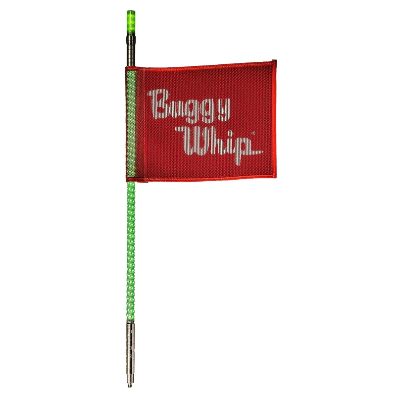 4FT LED Whip with Flag (Green) No Top Light Threaded No Base Mount