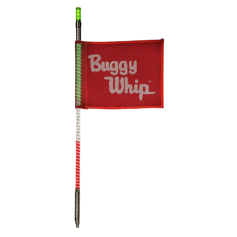 4FT LED Whip with Flag (Green/White/Red) No Top Light Threaded No Base Mount