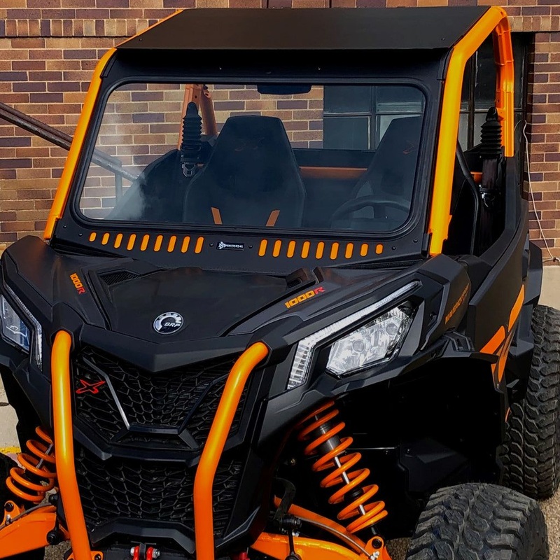 Can Am Commander / Maverick Vented Glass Windshield Black Frame Black Vents