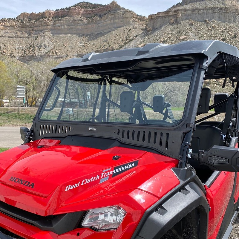 Honda Pioneer 1000 Vented Glass Windshield Black Frame Black Vents