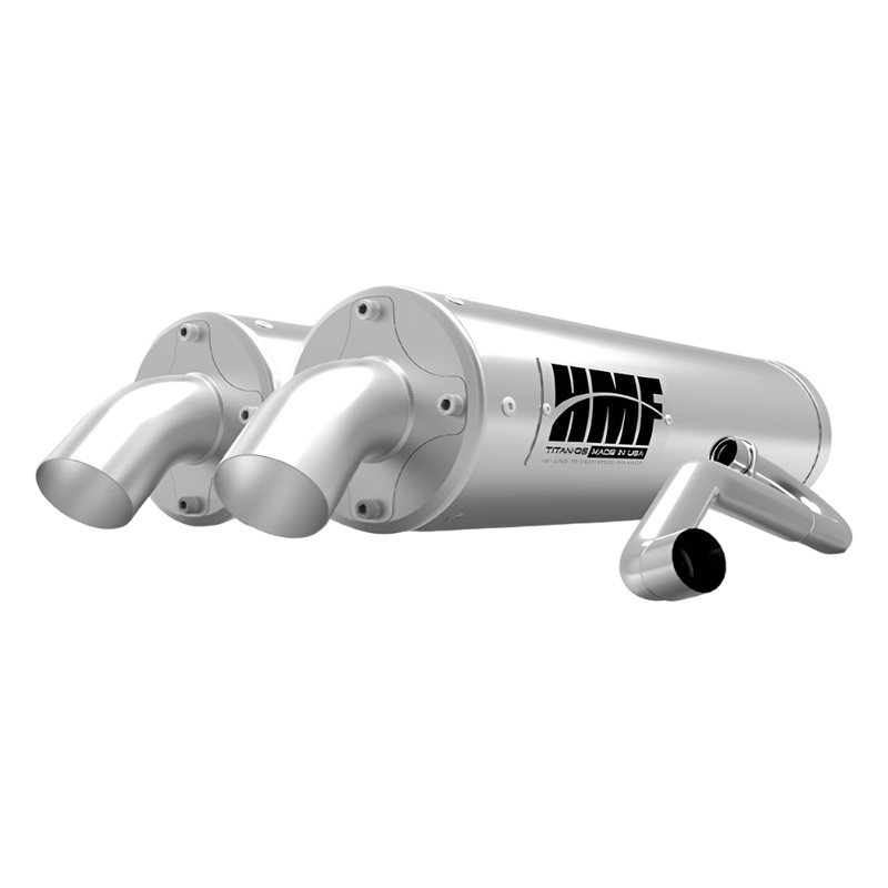 Polaris General / RZR Titan Dual Full Exhaust System Quiet Stainless Steel Billet / Recessed