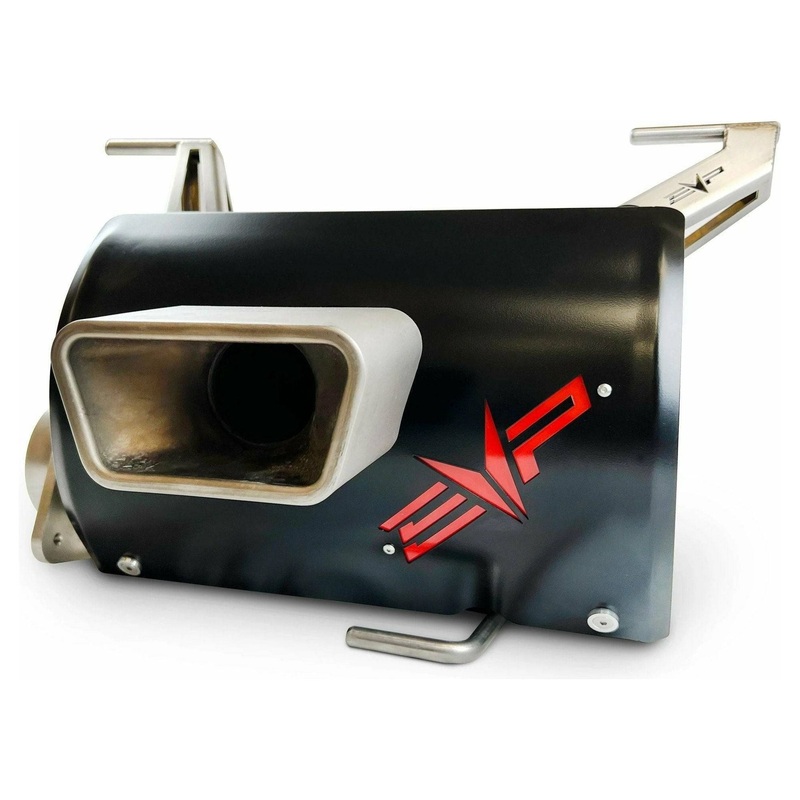 Polaris RZR Pro R Magnum Exhaust Brushed Stainless Muffler Brushed Shield / Brushed Accent