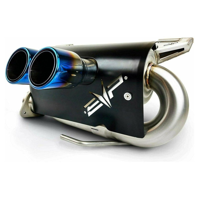 Polaris RZR Pro R Magnum XR Series Dual Exhaust Brushed Stainless Finish Muffler Brushed Stainless Dual Tip Brushed Shield / Brushed Accent