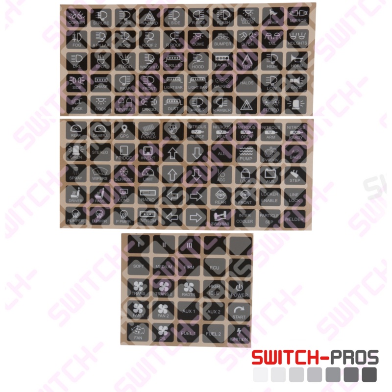 Horizontal Switch Legends for Switch-Pros System