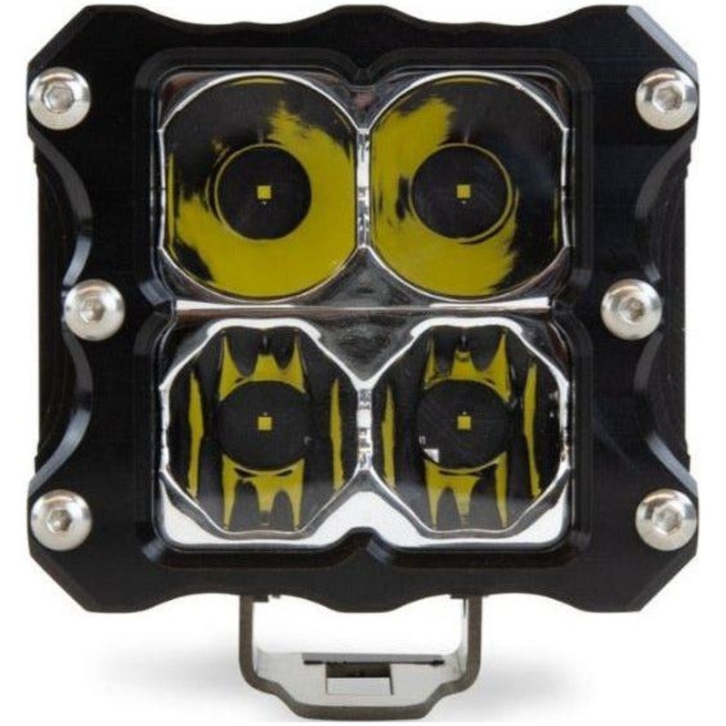 Quattro LED Light Pod Clear Lens Combo Beam Pattern No Wiring Harness