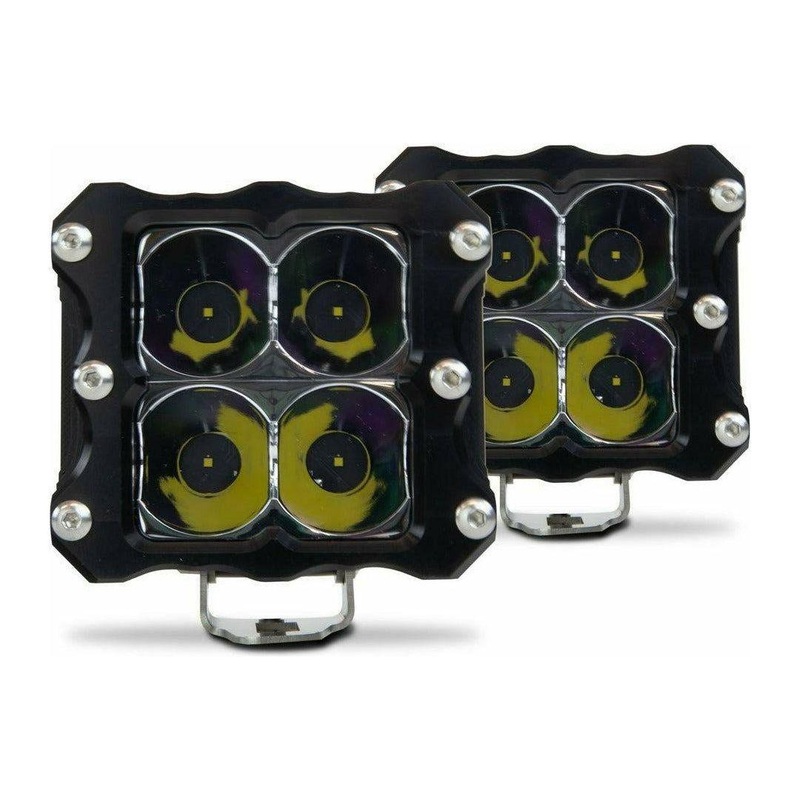 Quattro LED Light Pods (Pair) Clear Lens Combo Beam Pattern No Wiring Harness