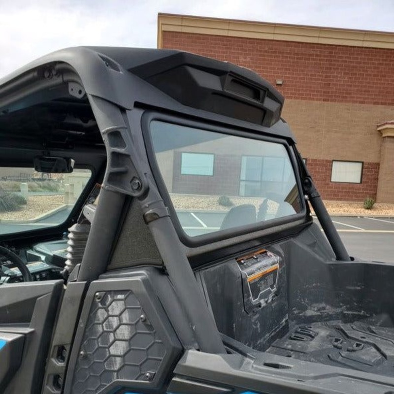 Can Am Maverick Sport / Trail Rear Windshield Textured Black Semi White Emblem