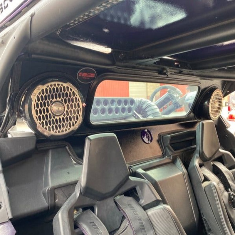Can Am X3 Rear Windshield with Speaker Cut-Outs Textured Black Semi White Emblem