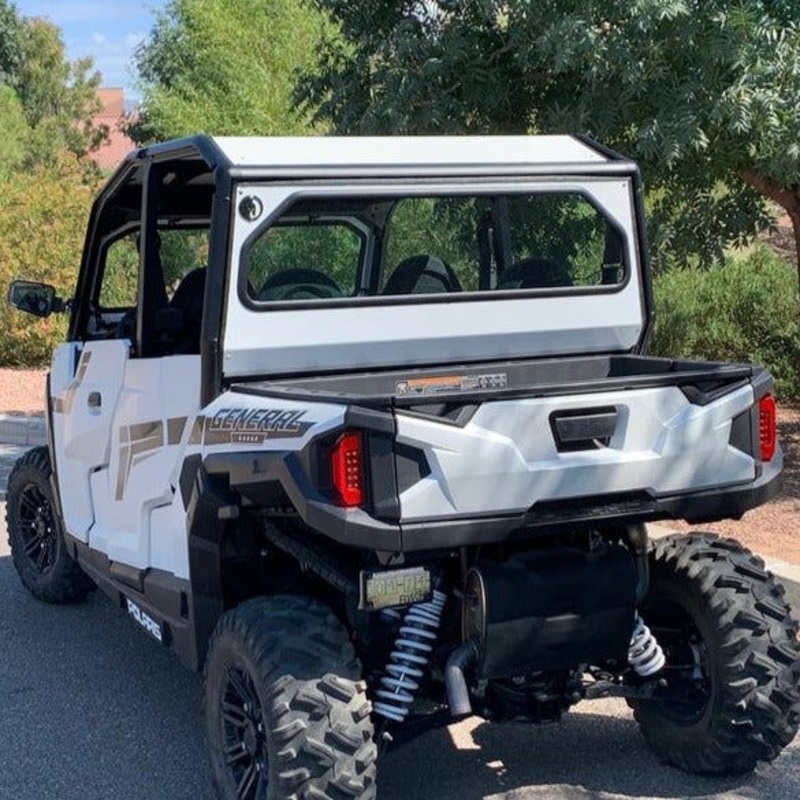 Polaris General 1000 Rear Windshield Textured Black Semi White Emblem