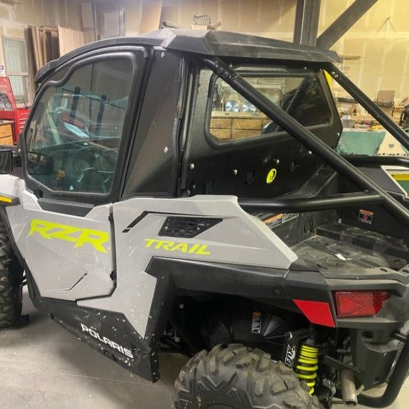 Polaris RZR 900 S / 1000 S Rear Windshield Textured Black Semi White Emblem