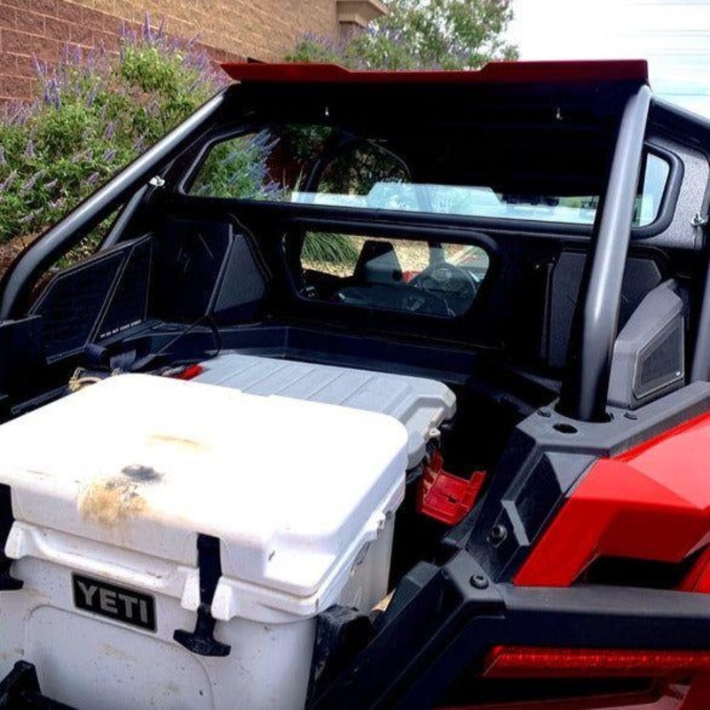 Polaris RZR Pro XP / Turbo R with Rockford Fosgate Speakers Rear Windshield 2 Seater Textured Black Semi White Emblem