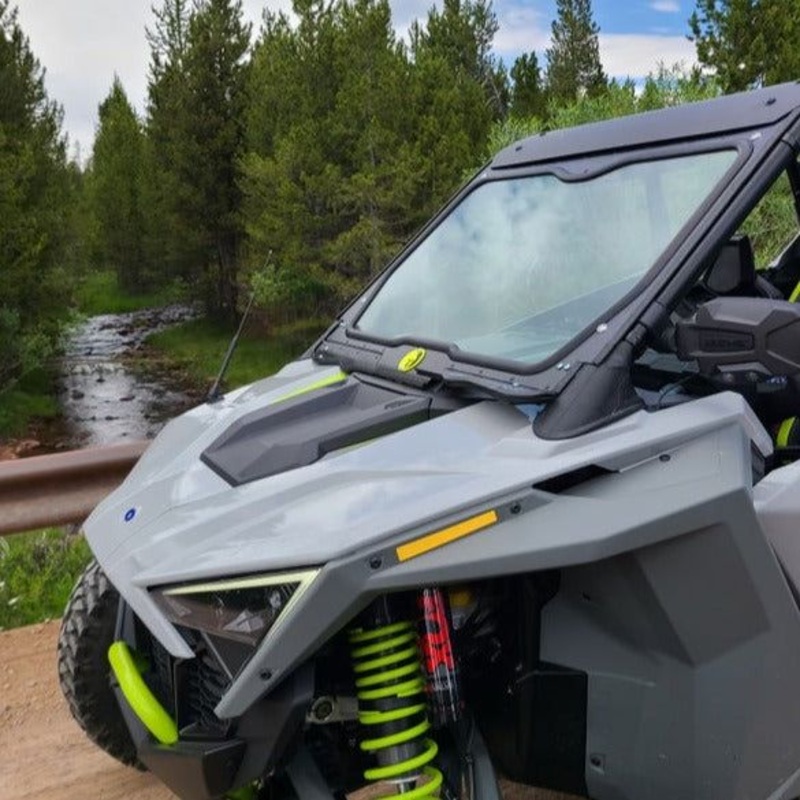 Polaris RZR Turbo R Front Windshield No Wiper Textured Black Semi White Emblem