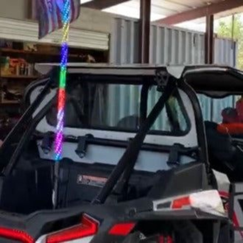 Polaris RZR Turbo S Rear Windshield Textured Black Semi White Emblem