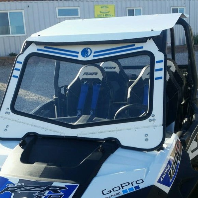 Polaris RZR XP 1000 / Turbo (2014-2018) Front Windshield No Wiper Textured Black Semi White Emblem