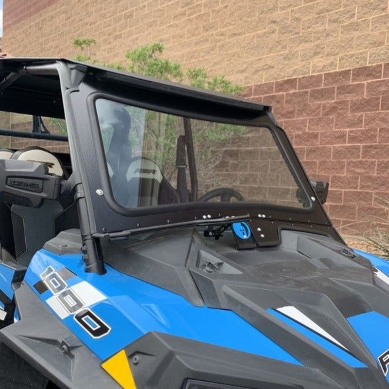 Polaris RZR XP 1000 / Turbo (2019+) Front Windshield No Wiper Textured Black Semi White Emblem